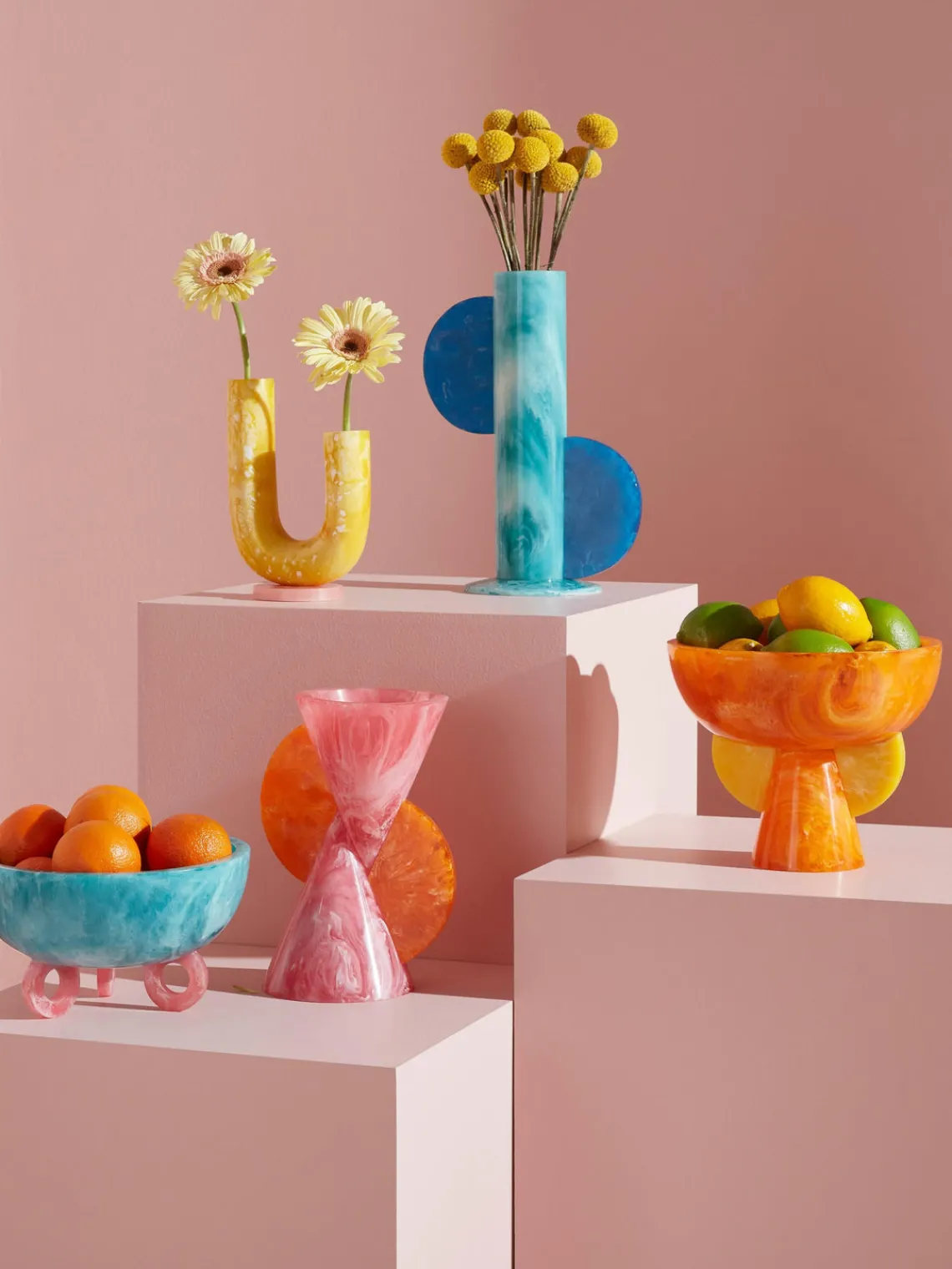 Online Jarrón artesanal en look mármol Mustique, 30 cm Jarrones|Jarrones