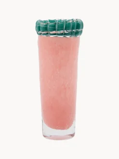 Jarrones|Jarrones>House Doctor Jarrón artesanal Kupla, 19 cm Rosa, azul petróleo