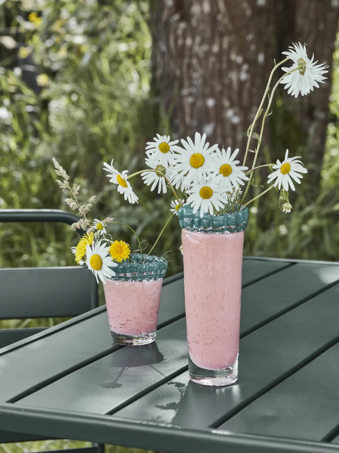 Jarrones|Jarrones>House Doctor Jarrón artesanal Kupla, 19 cm Rosa, azul petróleo