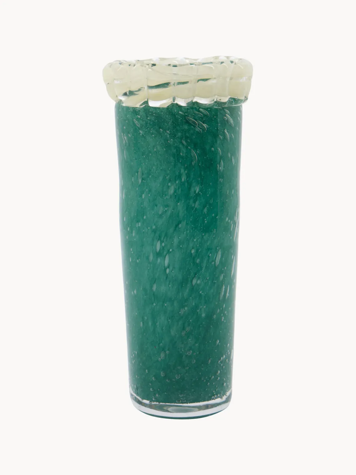 Jarrones|Jarrones>House Doctor Jarrón artesanal Kupla, 19 cm Azul petróleo, blanco crema