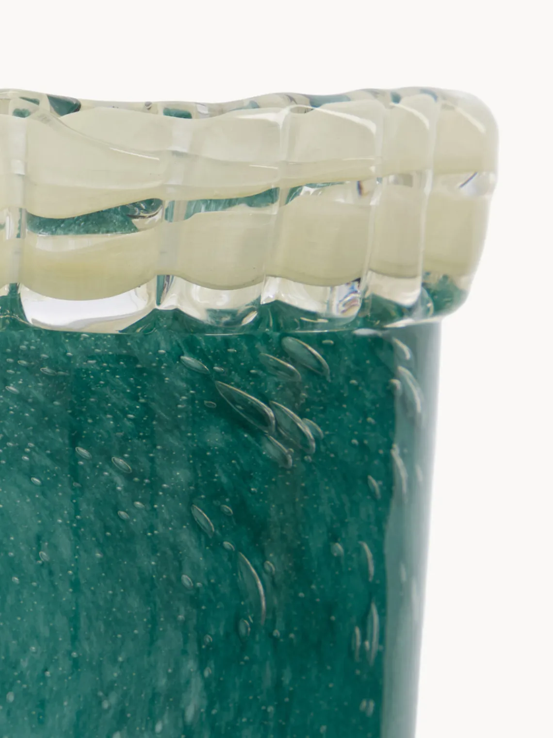 Jarrones|Jarrones>House Doctor Jarrón artesanal Kupla, 19 cm Azul petróleo, blanco crema