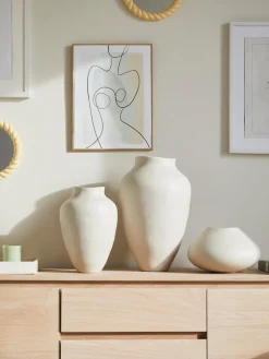 Jarrones|Jarrones></noscript>Westwing Collection Jarrón artesanal Latona, 19 cm Blanco crema