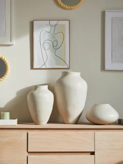 Jarrones|Jarrones>Westwing Collection Jarrón artesanal Latona, Al 30 cm Blanco crema mate