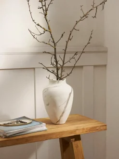 Jarrones|Jarrones>Westwing Collection Jarrón artesanal Latona, Al 30 cm Mármol blanco grisaceo