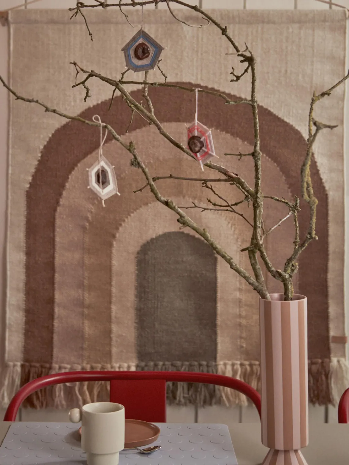 Jarrones|Jarrones>Oyoy Living Design Jarrón artesanal Toppu, 31 cm Rosa claro, marrón claro