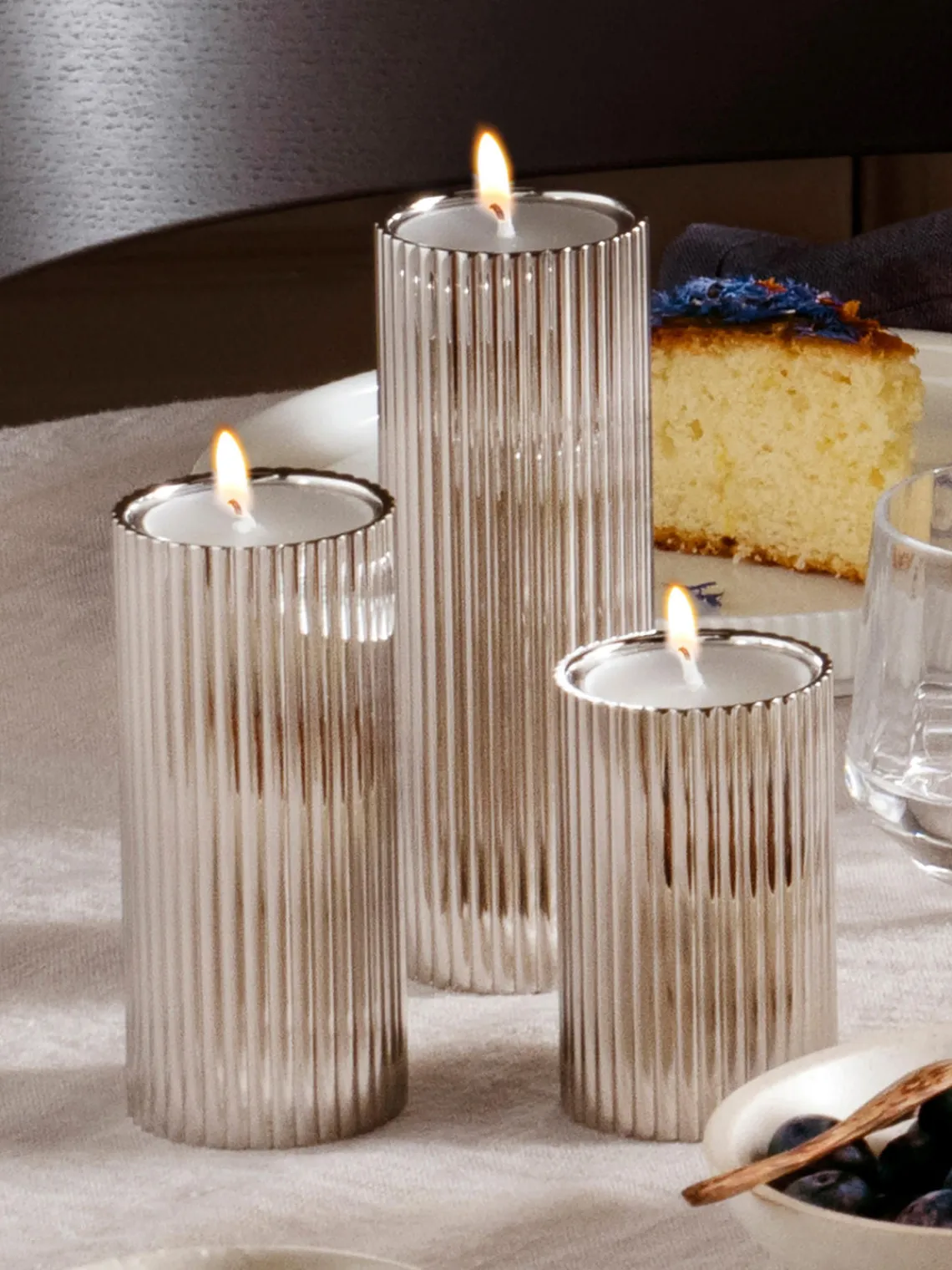 Best Jarrón de acero inoxidable Henning Koppel, 14 cm Portavelas|Jarrones