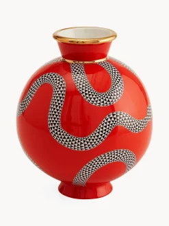 Jarrones|Jarrones>Jonathan Adler Jarrón de porcelana con detalle de oro Eden, 23 cm