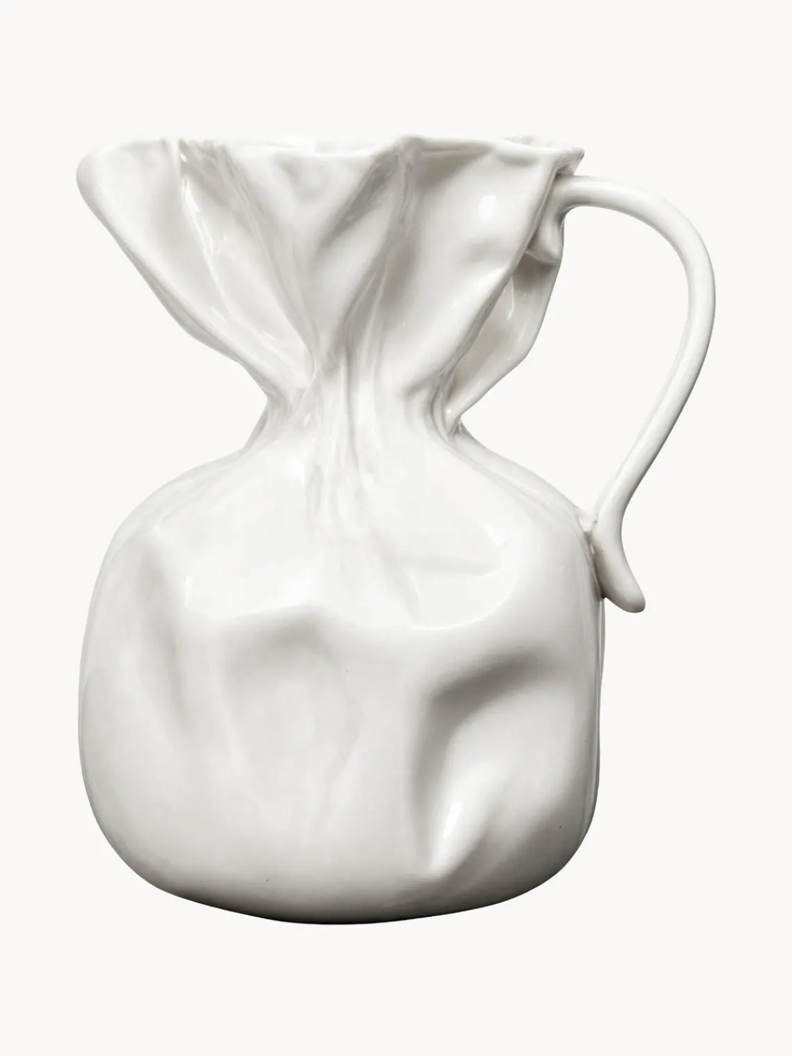 Jarrones|Jarrones>byon Jarrón de porcelana Crumple, 26 cm Blanco