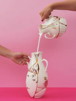 Jarrones|Jarrones>SELETTI Jarrón de porcelana fina Kintsugi, 32 cm