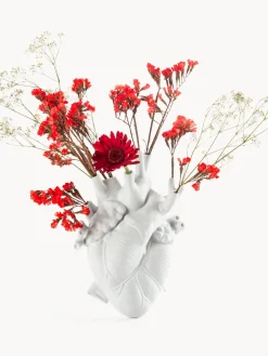 Jarrones|Jarrones></noscript>SELETTI Jarrón de porcelana Love, Al 25 cm Blanco mate