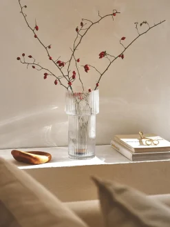 New Jarrón de vidrio acanalado Lija, 30 cm Jarrones|Jarrones