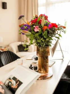 New Jarrón de vidrio acanalado Lija, 30 cm Jarrones|Jarrones