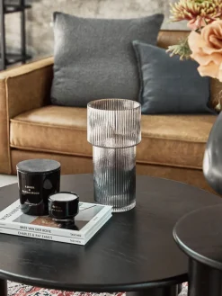 Jarrones|Jarrones>Westwing Collection Jarrón de vidrio acanalado Lija, 30 cm Gris