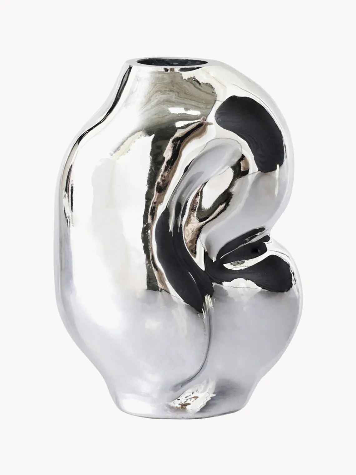 Jarrones|Jarrones>HKLIVING Jarrón de vidrio artesanal Gleam, 18 cm Plateado brillante