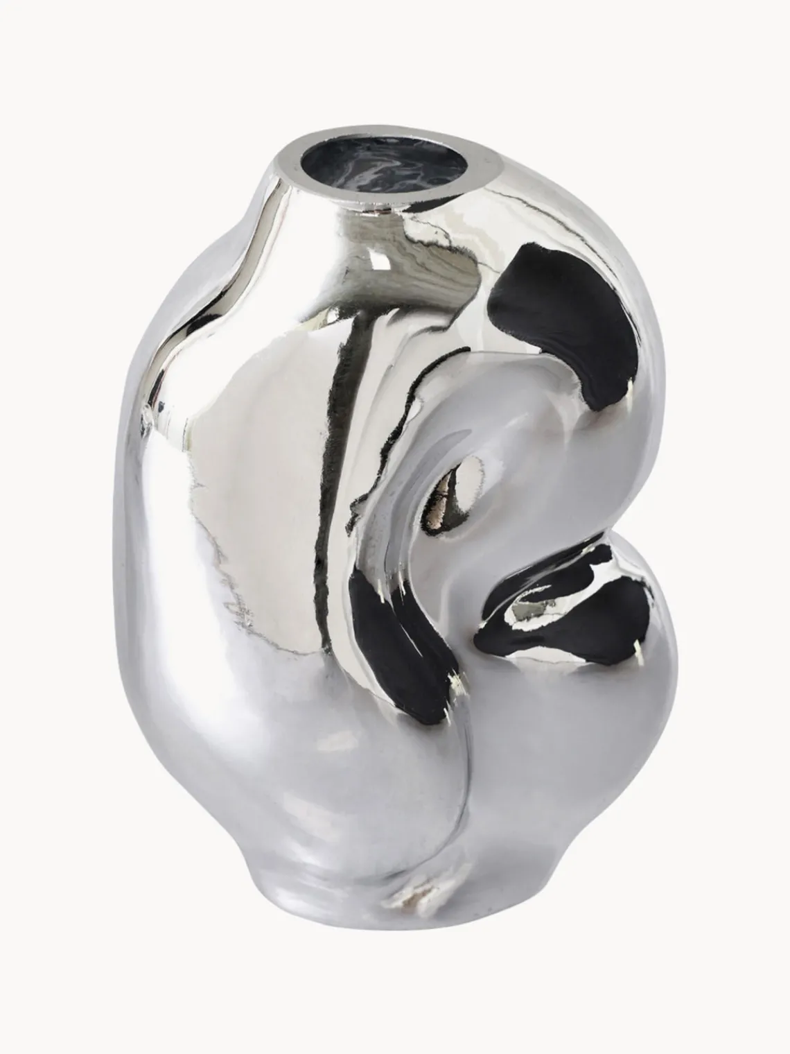 Jarrones|Jarrones>HKLIVING Jarrón de vidrio artesanal Gleam, 18 cm Plateado brillante