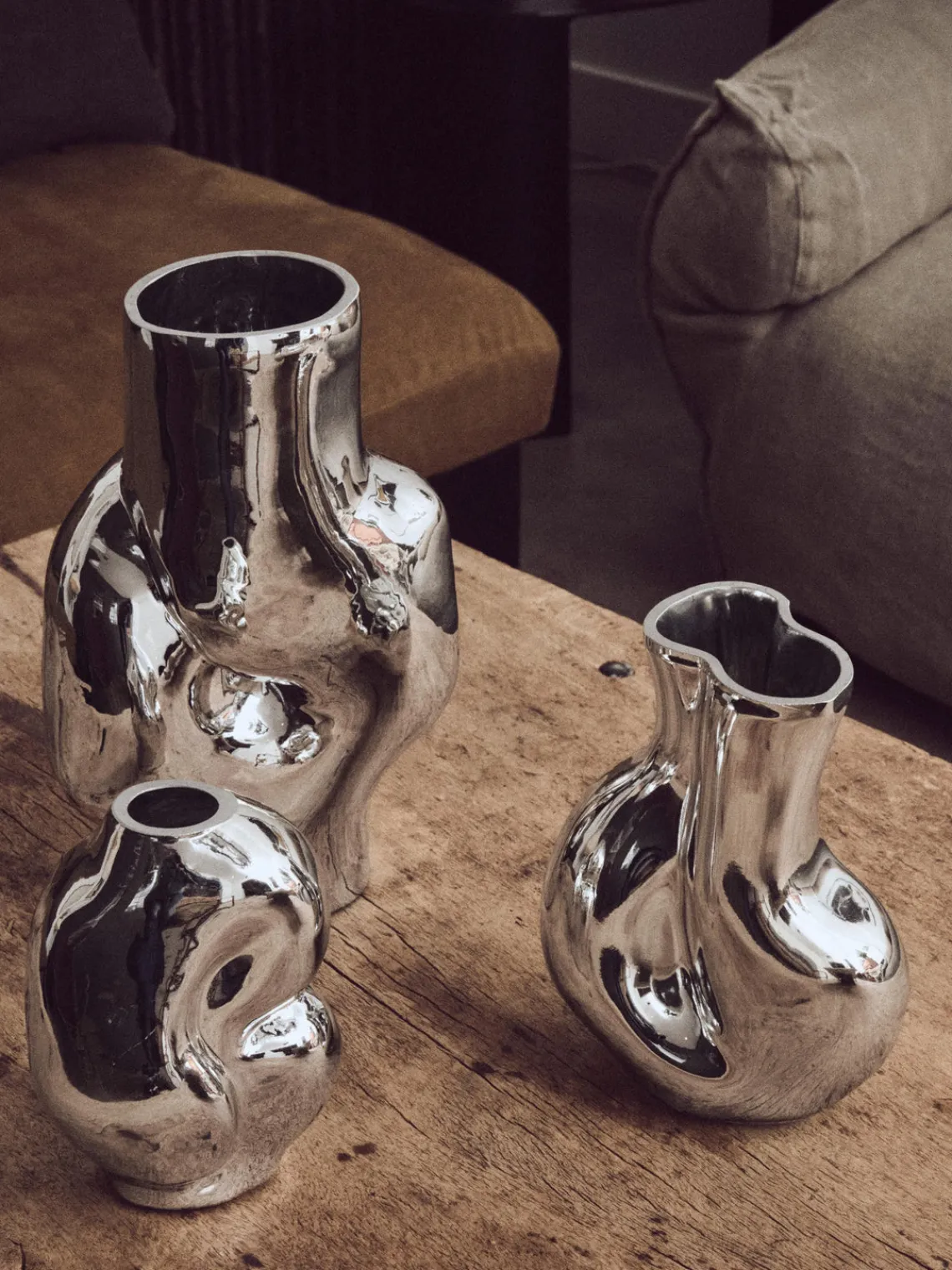 Jarrones|Jarrones>HKLIVING Jarrón de vidrio artesanal Gleam, 18 cm Plateado brillante