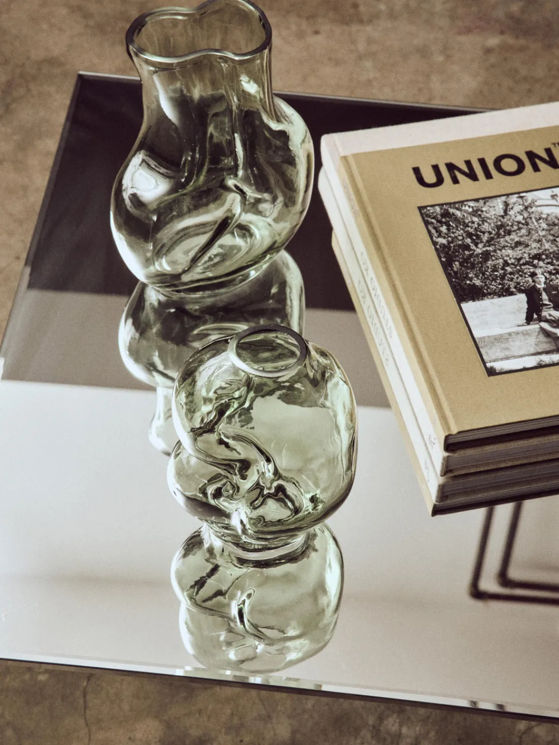 Jarrones|Jarrones>HKLIVING Jarrón de vidrio artesanal Gleam, 18 cm Verde salvia transparente