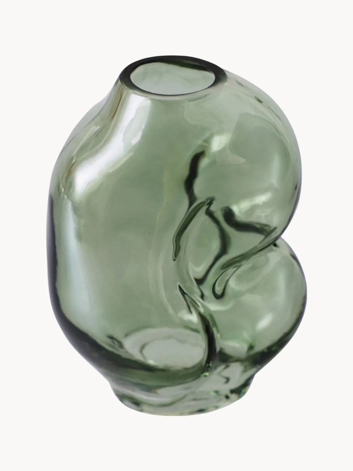 Jarrones|Jarrones>HKLIVING Jarrón de vidrio artesanal Gleam, 18 cm Verde salvia transparente