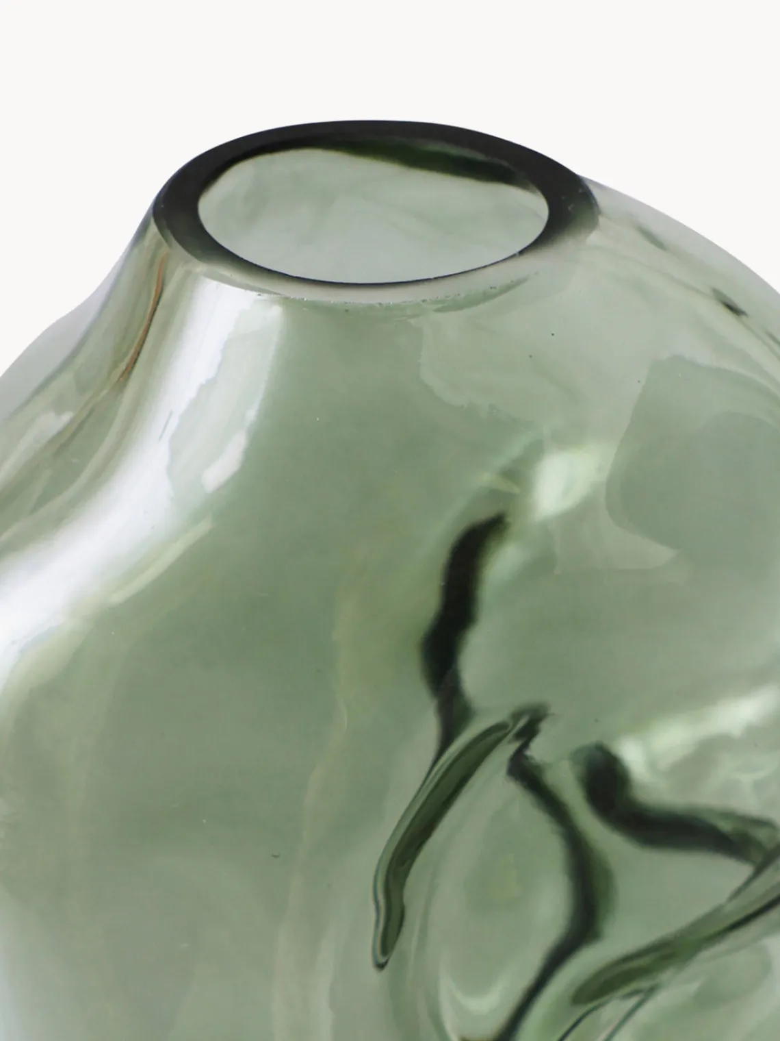 Jarrones|Jarrones>HKLIVING Jarrón de vidrio artesanal Gleam, 18 cm Verde salvia transparente