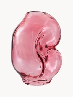 Jarrones|Jarrones>HKLIVING Jarrón de vidrio artesanal Gleam, 18 cm Rosa claro transparente