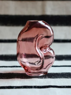 Jarrones|Jarrones>HKLIVING Jarrón de vidrio artesanal Gleam, 18 cm Rosa claro transparente