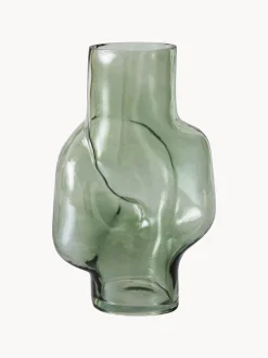 Jarrones|Jarrones>HKLIVING Jarrón de vidrio artesanal Gleam, 32 cm Verde salvia transparente