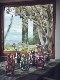 Jarrones|Jarrones>HKLIVING Jarrón de vidrio artesanal Gleam, 32 cm Verde salvia transparente