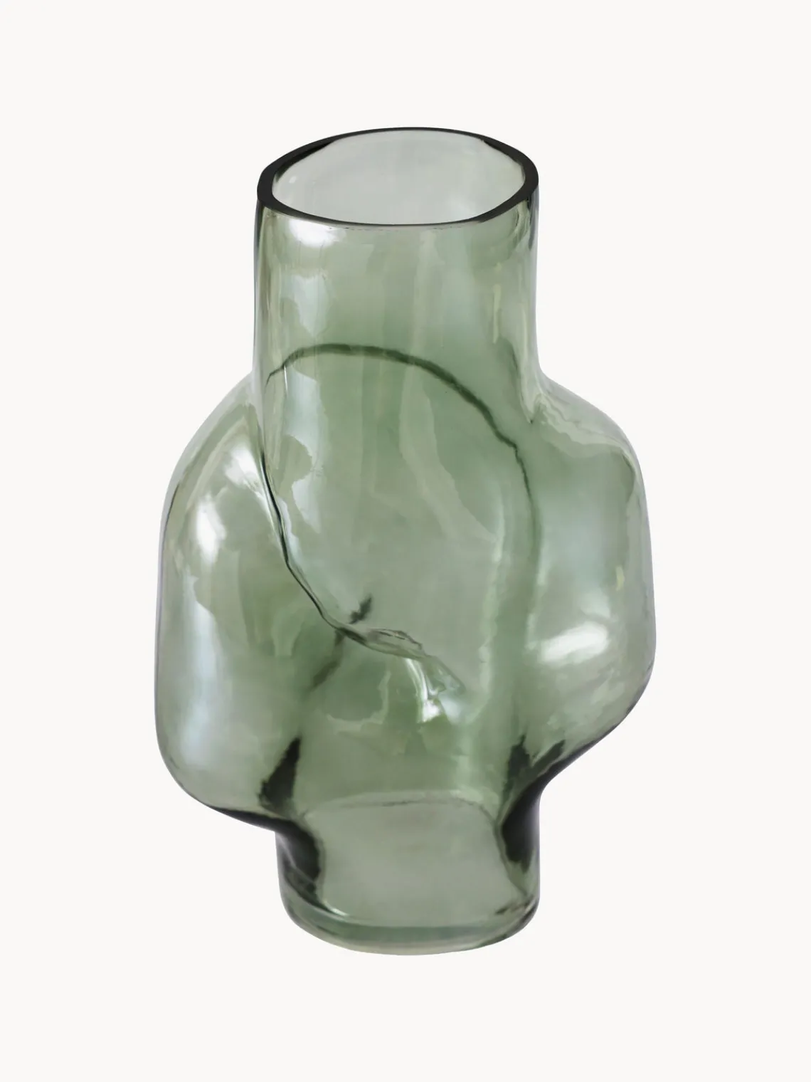 Jarrones|Jarrones>HKLIVING Jarrón de vidrio artesanal Gleam, 32 cm Verde salvia transparente