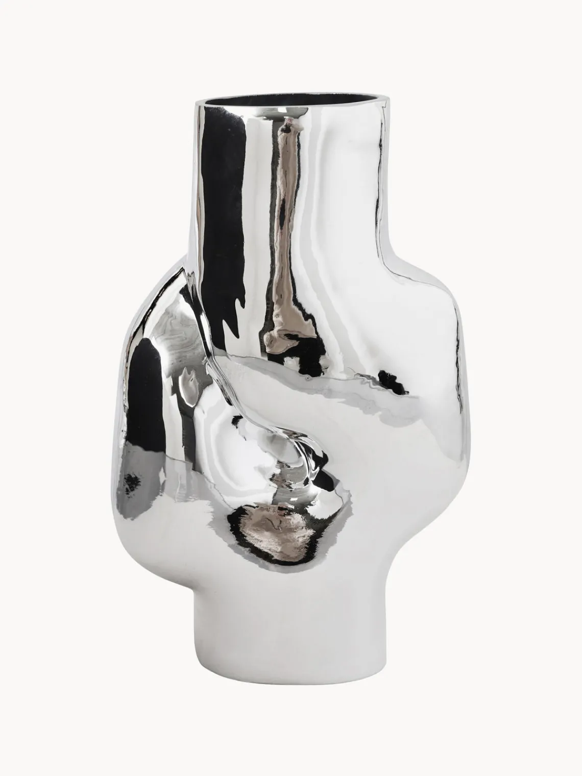 Jarrones|Jarrones>HKLIVING Jarrón de vidrio artesanal Gleam, 32 cm Plateado brillante