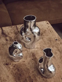 Jarrones|Jarrones>HKLIVING Jarrón de vidrio artesanal Gleam, 32 cm Plateado brillante