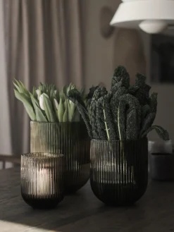 Jarrones|Jarrones></noscript>DBKD Jarrón de vidrio Simple Stripe, 14 cm