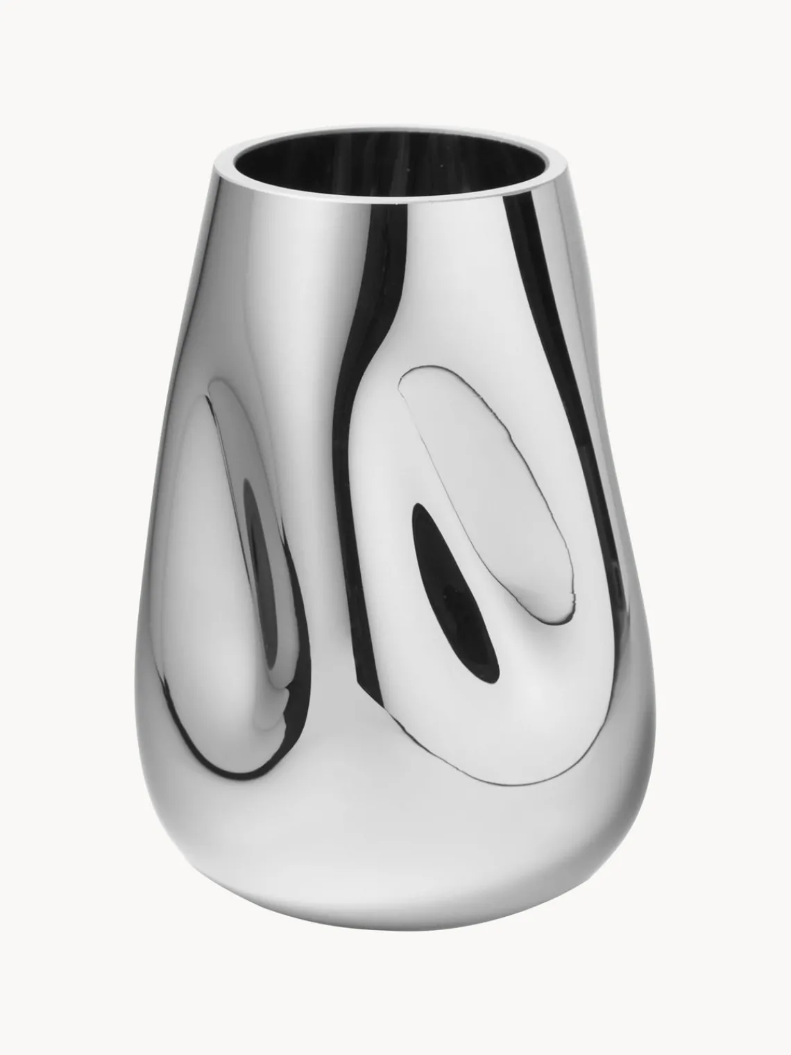 Jarrones|Jarrones>Westwing Collection Jarrón de vidrio soplado artesanalmente Mirror, 26 cm Plateado