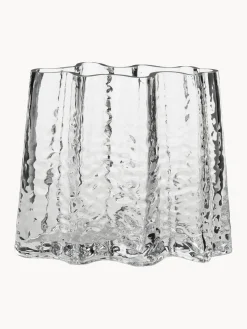 Jarrones|Jarrones>Cooee Design Jarrón de vidrio soplado artesanalmente con relieves Gry, 19 cm Transparente