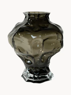 Jarrones|Jarrones>Hein Studio Jarrón de vidrio soplado Ammonit, 30 cm Marrón oscuro