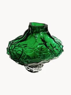 Jarrones|Jarrones>Hein Studio Jarrón de vidrio soplado Canyon, 23 cm Verde