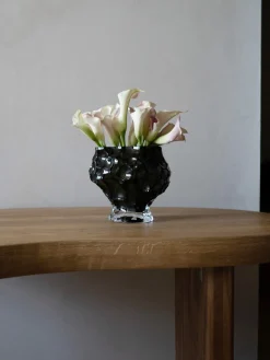 Jarrones|Jarrones>Hein Studio Jarrón de vidrio soplado Canyon, 18 cm Marrón oscuro