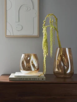 Jarrones|Jarrones>Westwing Collection Jarrón de vidrio soplado Lustre, 17 cm Ocre