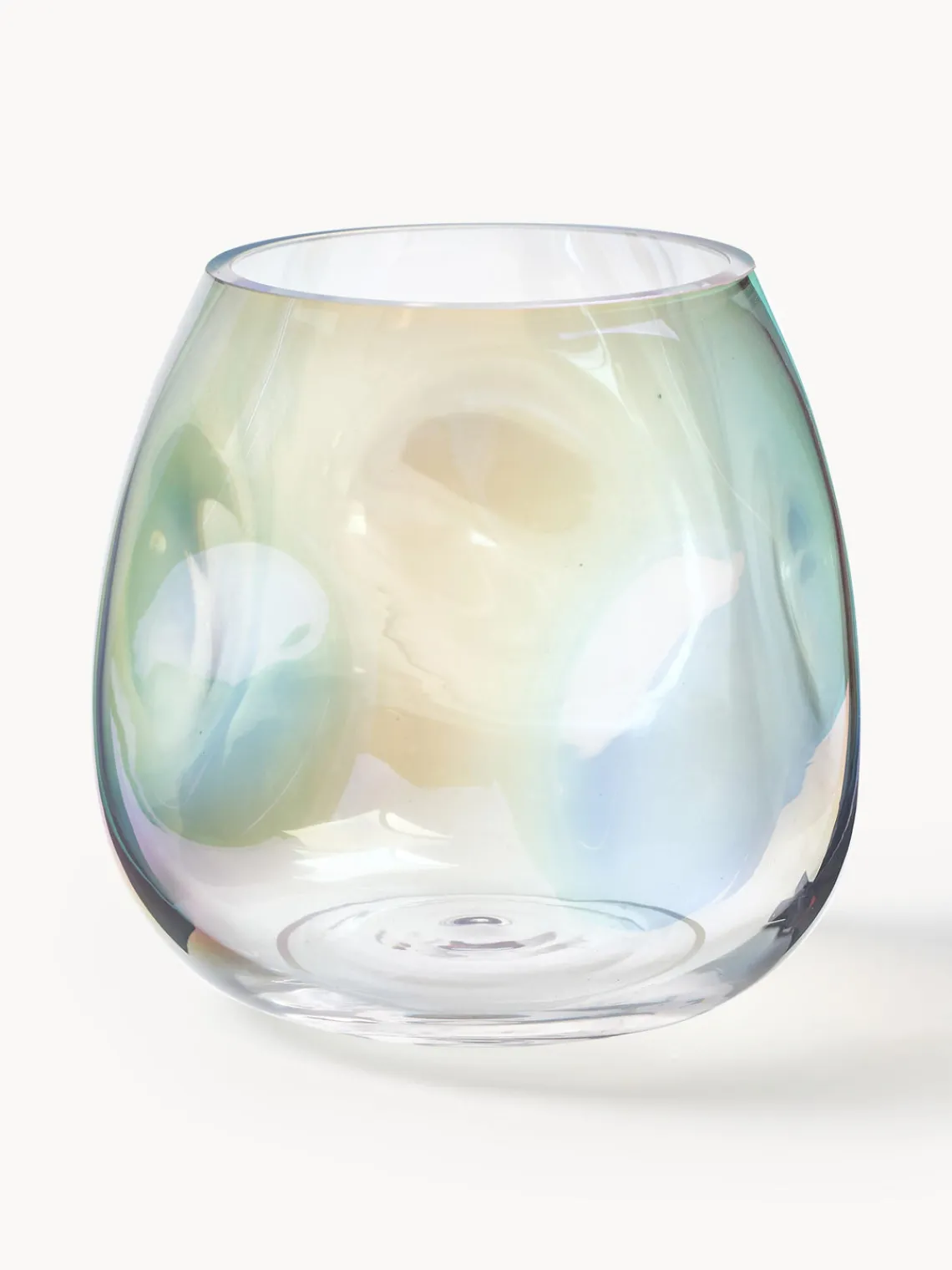 Jarrones|Jarrones>Westwing Collection Jarrón de vidrio soplado Rainbow, 17 cm Transparente iridiscente