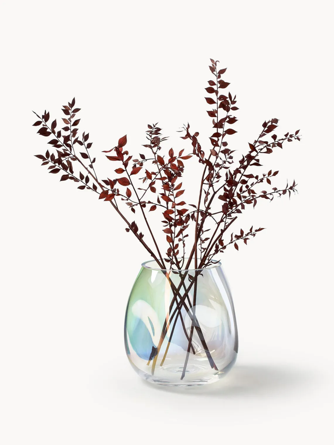 Jarrones|Jarrones>Westwing Collection Jarrón de vidrio soplado Rainbow, 17 cm Transparente iridiscente