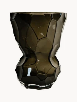 Jarrones|Jarrones>Hein Studio Jarrón de vidrio soplado Reflection, 30 cm Marrón oscuro