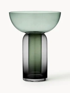 Jarrones|Jarrones>AYTM Jarrón de vidrio soplado Torus, 33 cm Verde oscuro, gris oscuro transparente