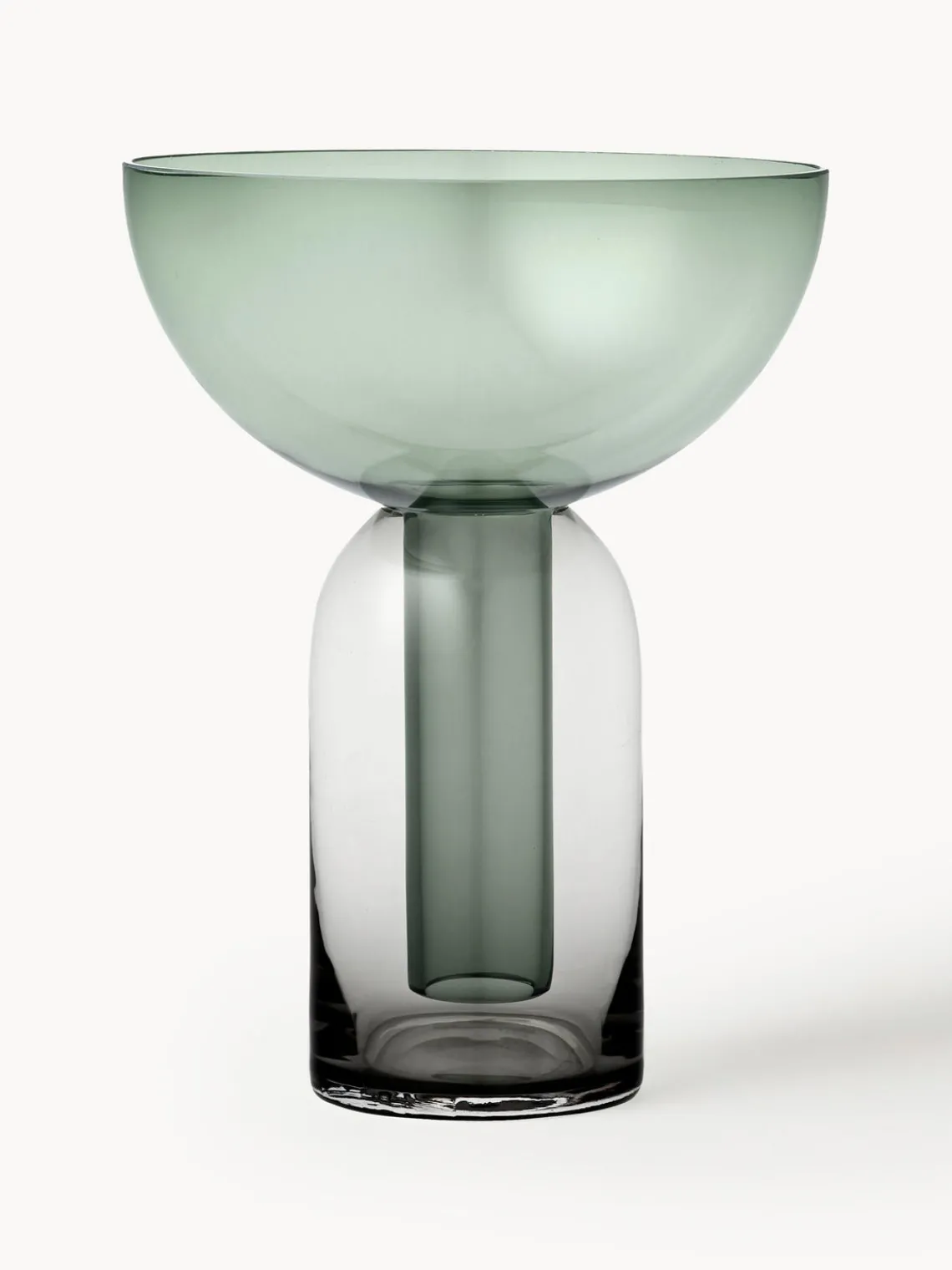 Jarrones|Jarrones>AYTM Jarrón de vidrio soplado Torus, 20 cm Gris oscuro, verde oscuro, transparente