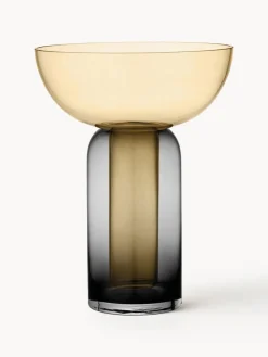 Jarrones|Jarrones>AYTM Jarrón de vidrio soplado Torus, 33 cm Ocre, gris oscuro transparente