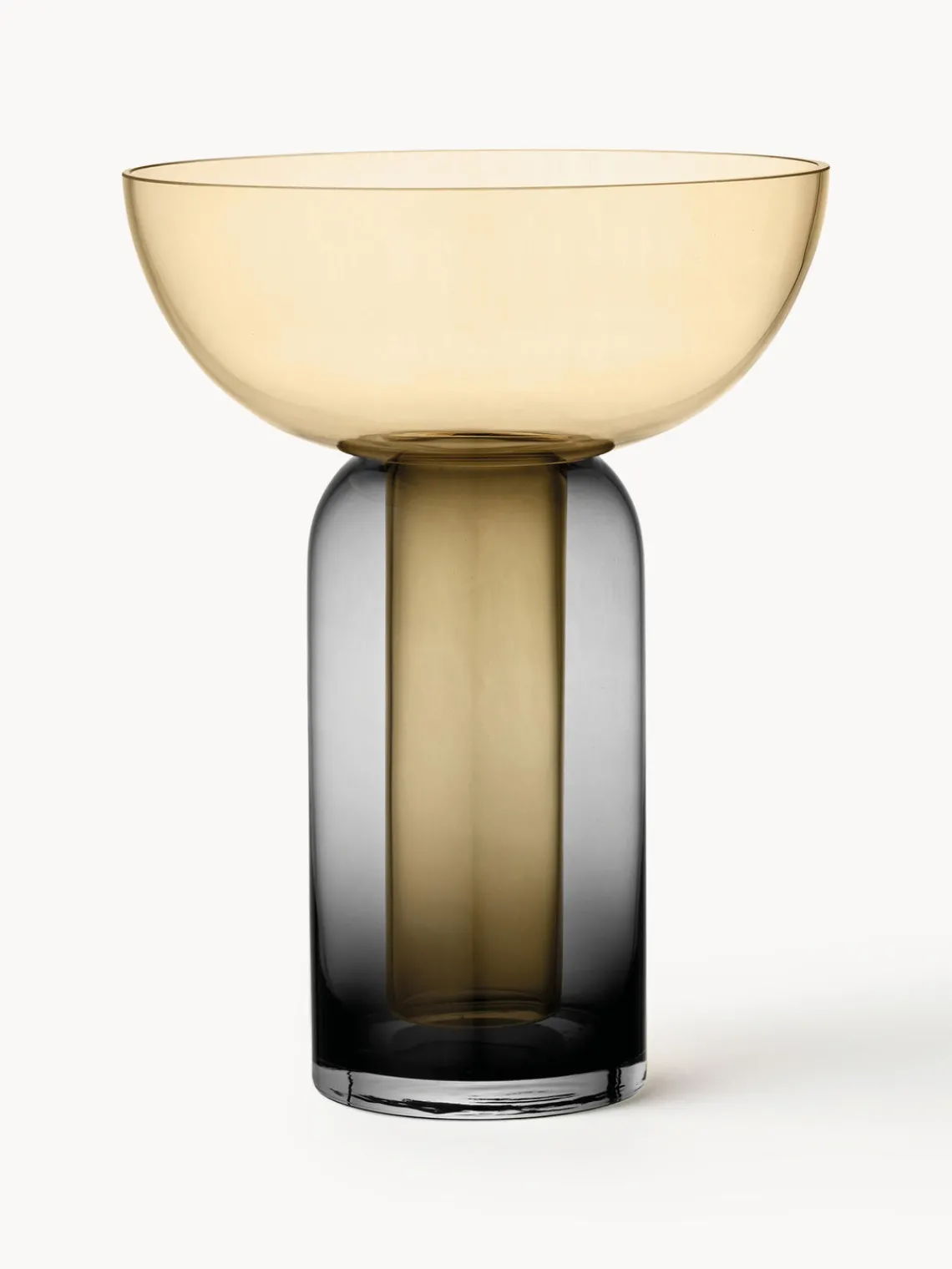Jarrones|Jarrones>AYTM Jarrón de vidrio soplado Torus, 33 cm Ocre, gris oscuro transparente