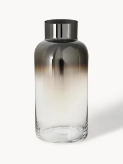 Jarrones|Jarrones>Westwing Collection Jarrón de vidrio soplado Uma, 35 cm Transparente, cromo