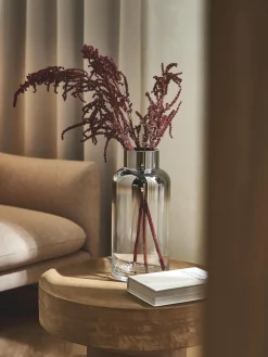 Jarrones|Jarrones>Westwing Collection Jarrón de vidrio soplado Uma, 35 cm Transparente, cromo