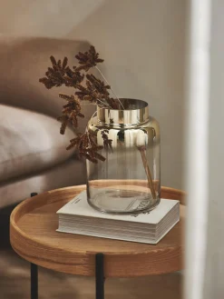 Jarrones|Jarrones>Westwing Collection Jarrón de vidrio soplado Uma, 20 cm Transparente, dorado