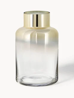 Jarrones|Jarrones>Westwing Collection Jarrón de vidrio soplado Uma, 27 cm Transparente, dorado