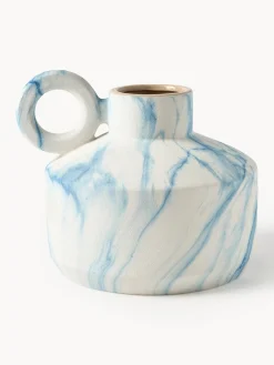 Jarrones|Jarrones>Westwing Collection Jarrón en look mármol Kiko, 27 cm Look mármol azul y blanco