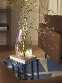 Jarrones|Jarrones>Westwing Collection Jarrón grande de vidrio iridiscente soplado Rainbow, 35 cm Cromo, transparente, iridiscente